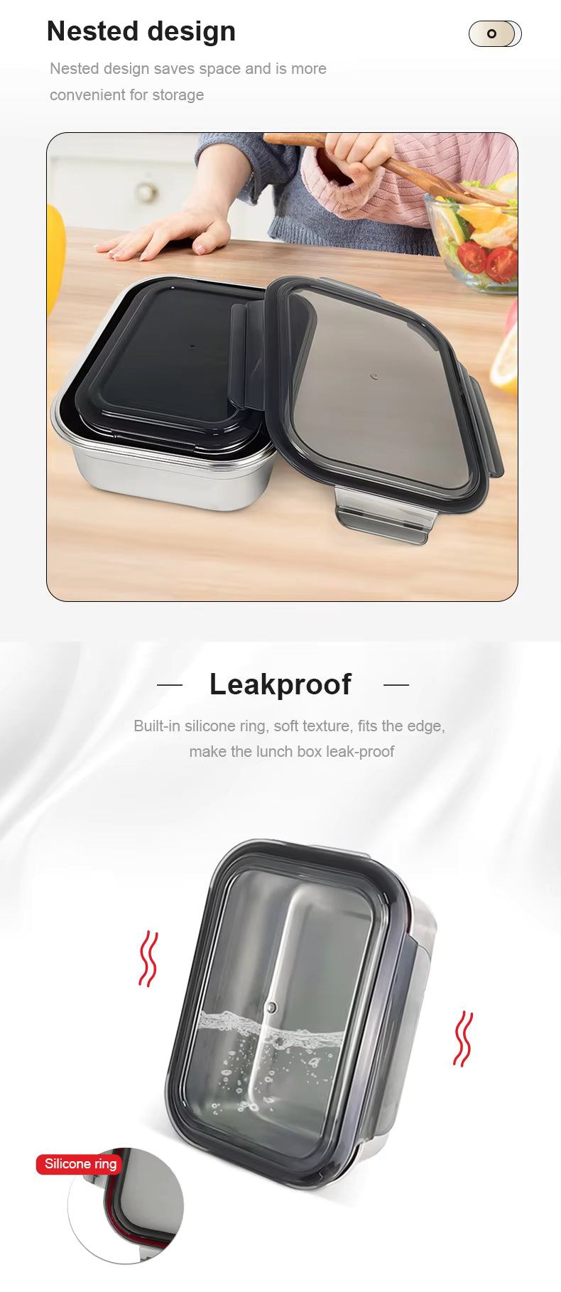 Baming 304 Stainless Steel Collapsible Lunch Box